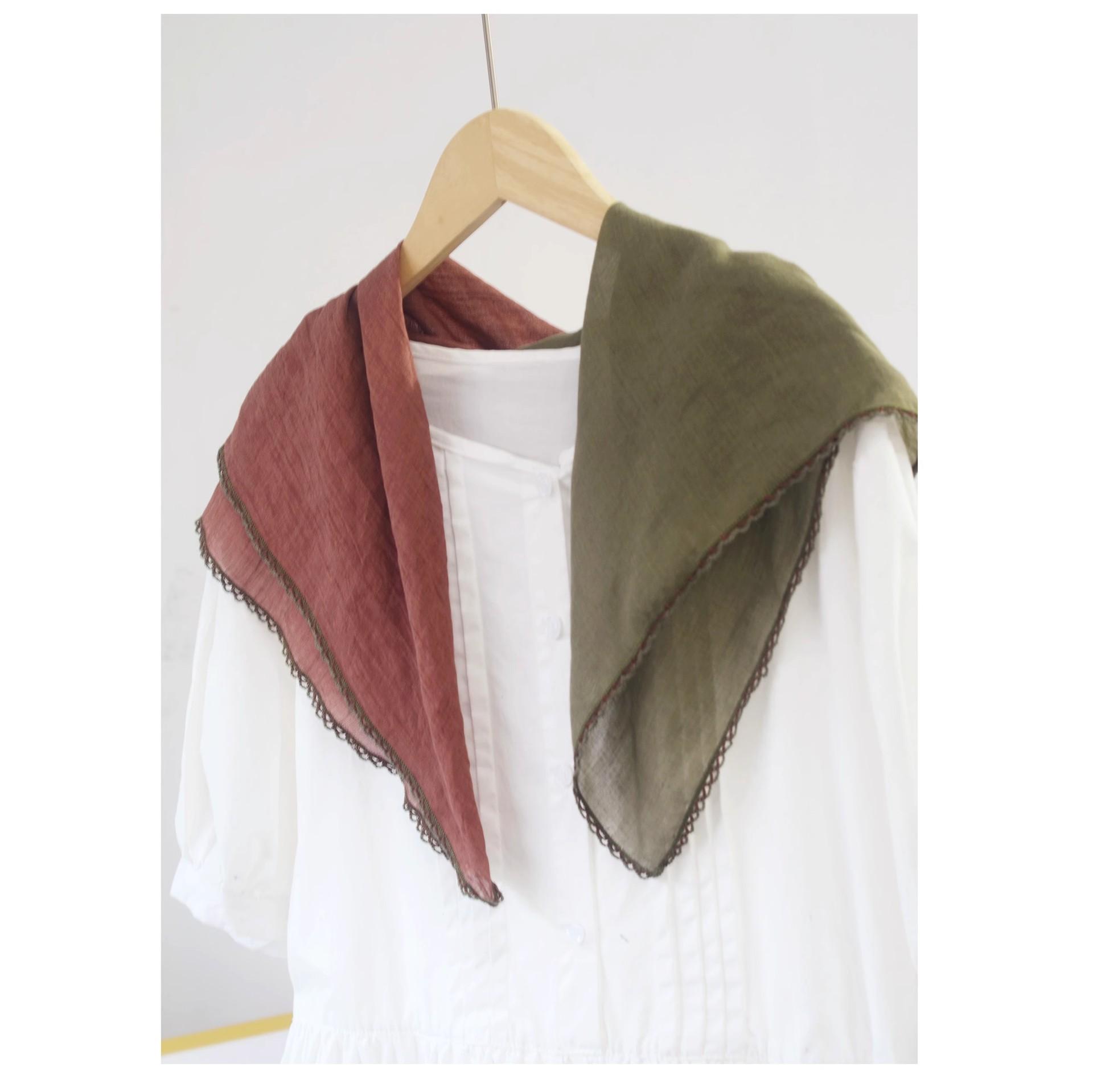 

Johnature Japanese Scarf Women New Versatile Fashion Spring Summer Contrasting Decoration Shawl Scarf зелёный