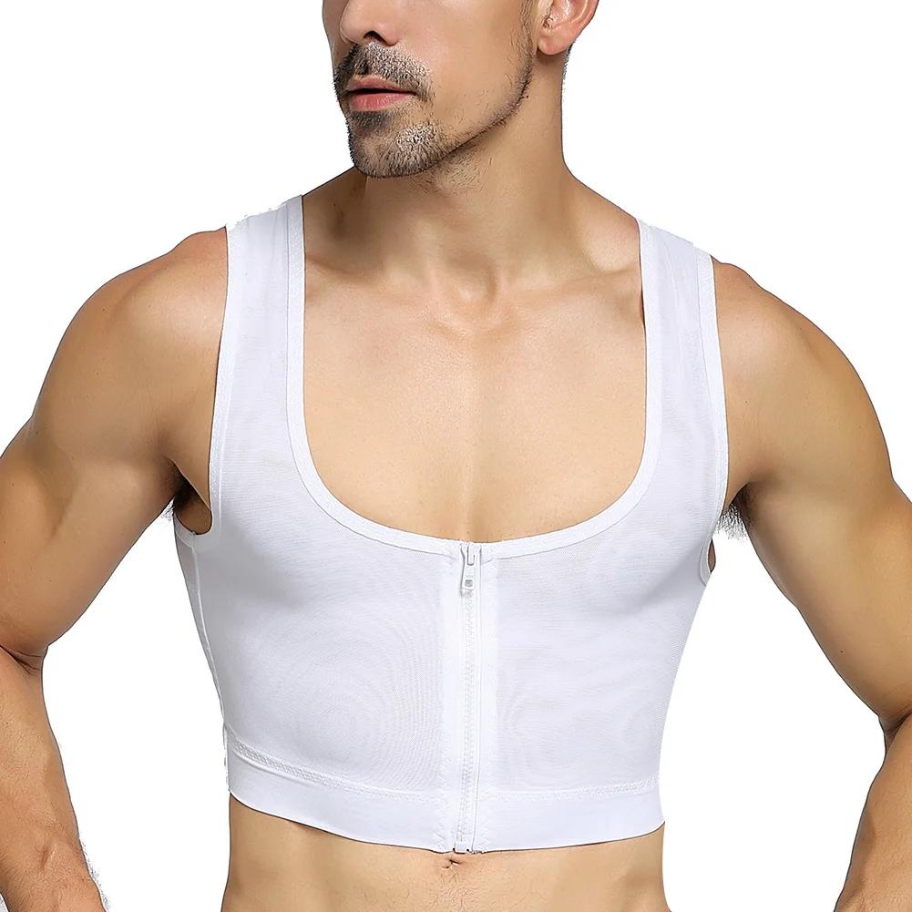 Men s Compression Shirt Undershirt Slimming Tank Top Workout Vest Chest Lifter Body Shaper L