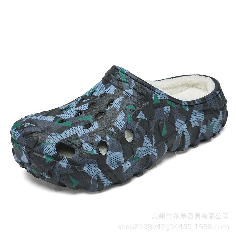 Baotou Hausschuhe Herren Winter Innenbereich Zuhause Dicksohlig Rutschfest Lochschuhe Paar Outdoor Samt Warm Große Größe Baumwollschuhe