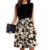 Women's Fashion Casual Lace-up Sleeveless Round Neck Splicing Short Dress