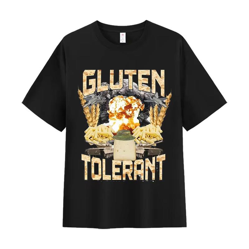 

2026 Gluten Tolerant Funny Gift for Gluten Intolerant Tshirt Unisex Women Vintage T Shirt Casual Short Sleeve T Shirts Tops Summer S