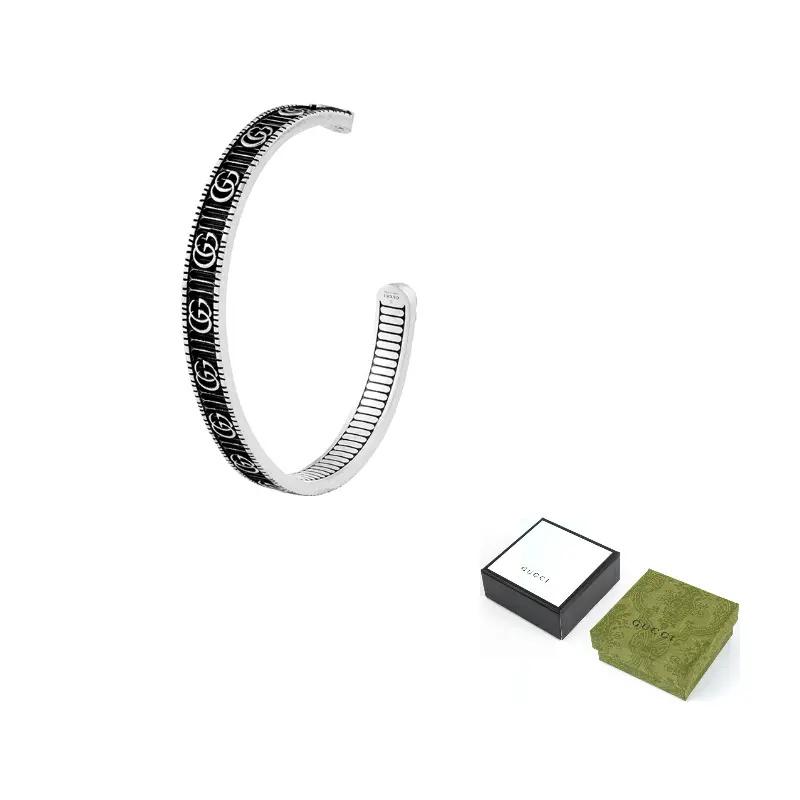 GUCCI Double G 925 Sterling Silver Bangles Unisex Silver 551903-J8400-0811