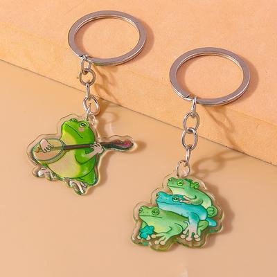Schöner Acryl-Frosch Schlüsselanhänger für Männer Frauen Tier Schlüsselanhänger Anhänger für Auto Schlüsselhalter Handtaschen Dekor Handgemachter Schmuck Geschenke