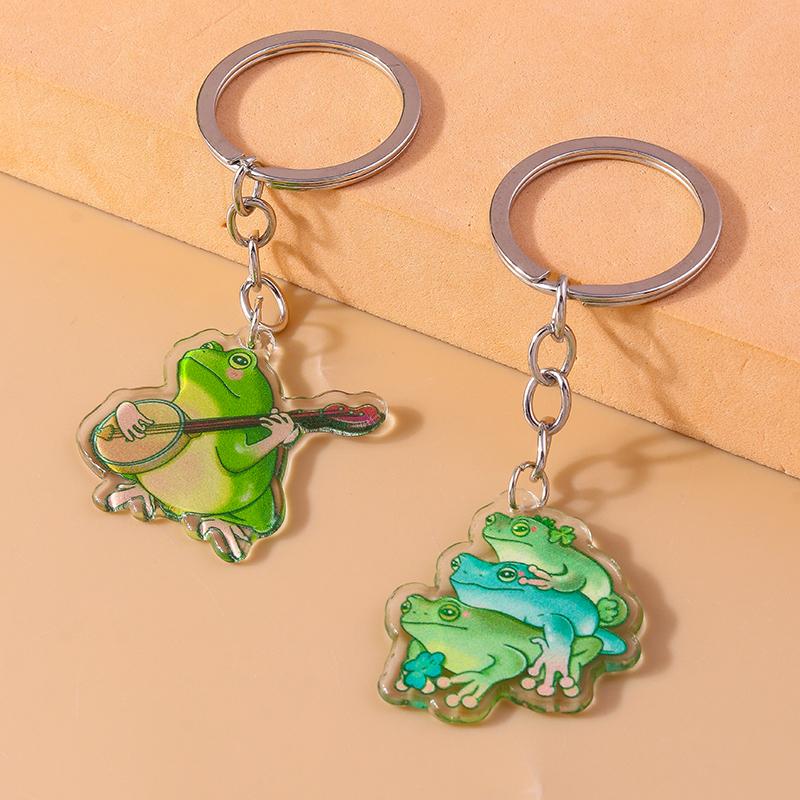 Lovely Acrylic Frog Keychain Men Women Animal Keyring Pendants for Car Key Holder Handbag Decor Handmade Jewelry Gifts