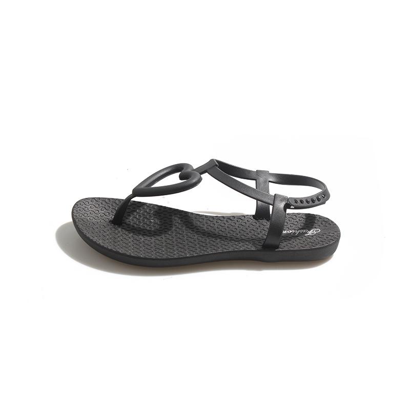 Women's Summer Heart Flip-Flops: Non-Slip, Cross-Strap, Flat Sole Beach Sandals.