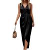 Elegant V-neck Sleeveless Slit Irregular Long Dress for Spring/Summer