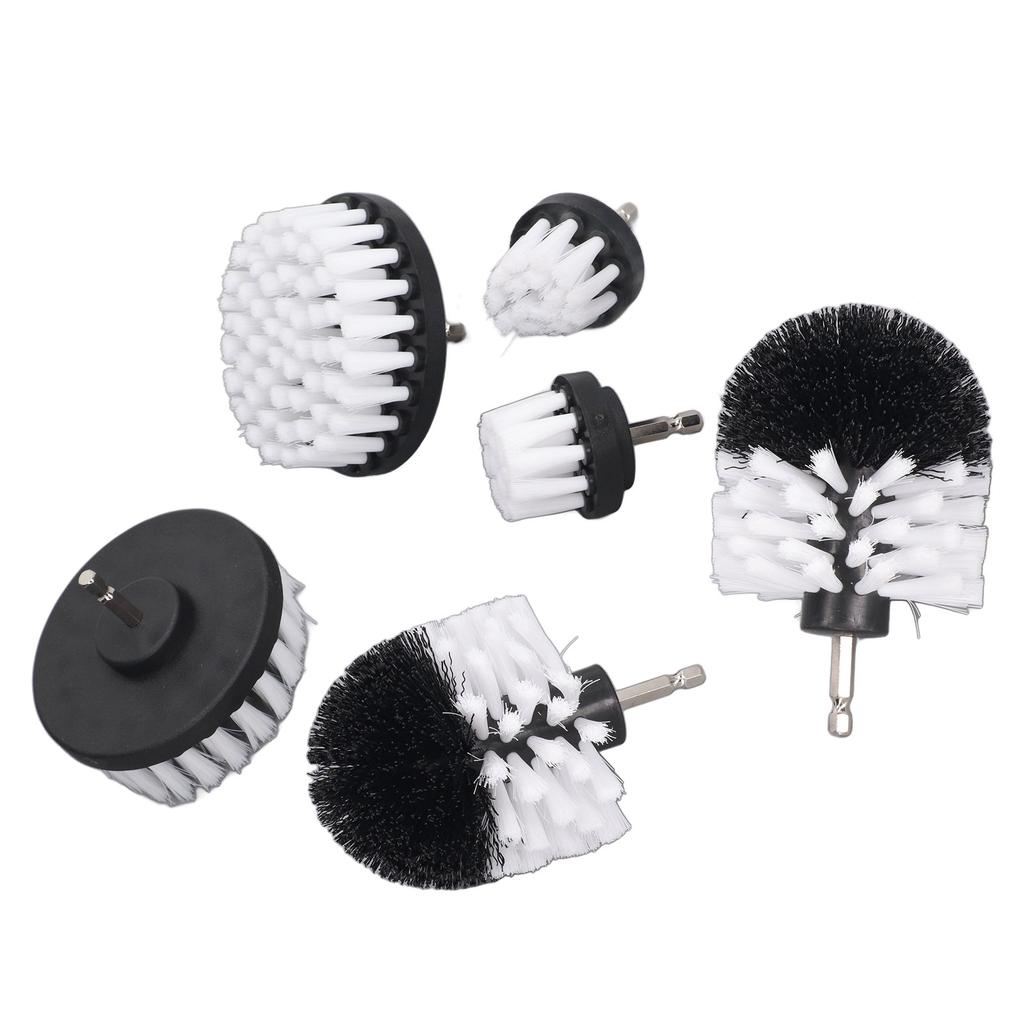 6Pcs Drill Cleaning Brush White Soft Nylon Bristles Wear Resistant Drill Brush Power Scrubber for
