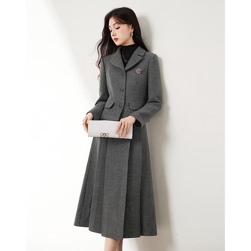 French Chic Long Sleeve Jacket & Midi Skirt Set
