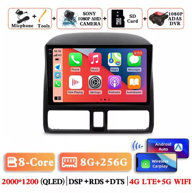 Wireless Carplay Android 14 Auto Car Radio For Honda CR-V CRV 2 2001 2002 2003 - 2006 Multimedia GPS autoradio 4G WIFI DSP GPS