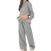 Women 2 Piece Outfits Long Sleeve Crop Hoodies Sweatsuits Casual Pullover Sweatshirts And Long Pants Set with Pockets