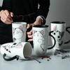 Creative Cute Cartoon Ceramic Cup Milk Coffee Mug Personality Couple Large Capacity Drinking Cups with A Spoon.