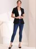 Allegra K Women's Office Suit Blazer, Short Sleeve, One-Button, Black, Size XS
