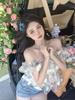 Women's Off-Shoulder Floral Puff Sleeve Summer Top