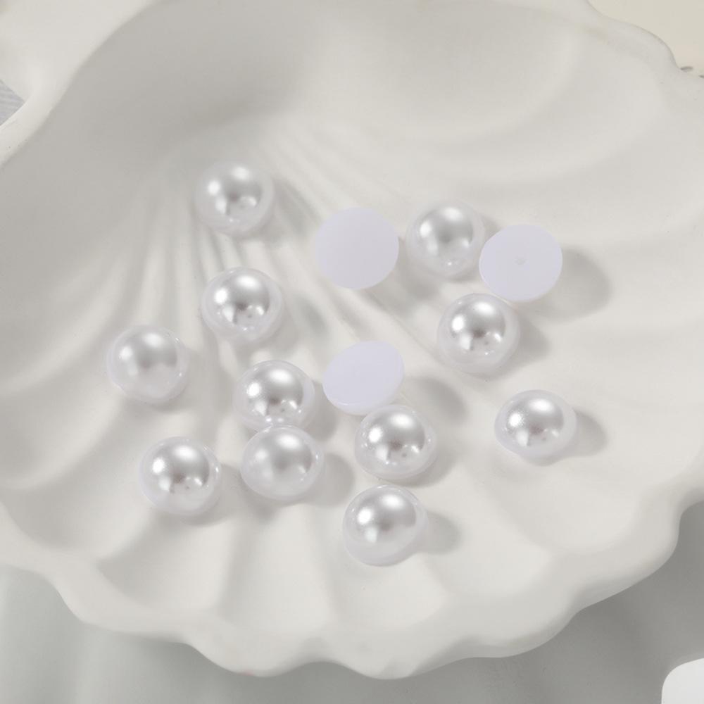 Semi-Circular White Pearl Flat Back Stickers for DIY Nail Art and Phone Cases