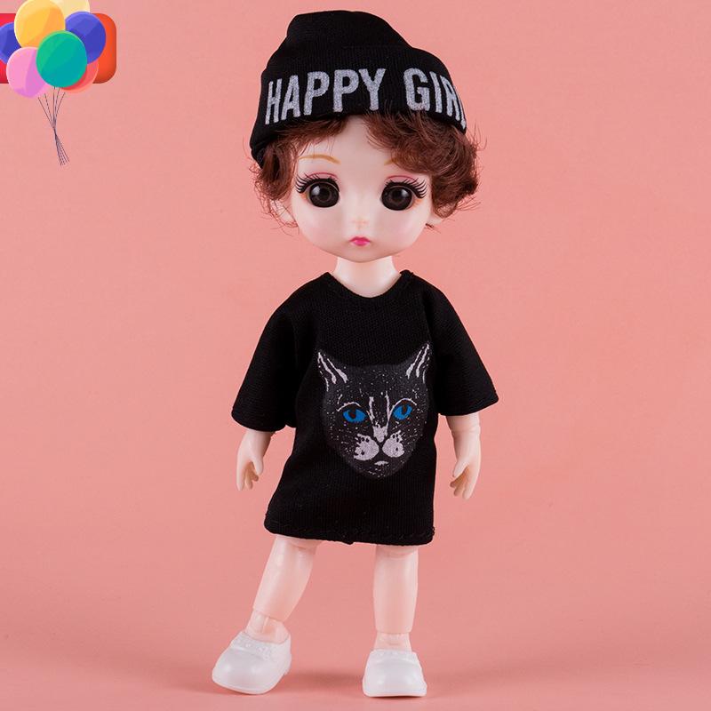 17CM Mini Bevegelig 13 Leddet Dukke Jenter Leketøy 3D Store øyne BJD Princess Full Drakter Kjoler Samling Barnedukkegave