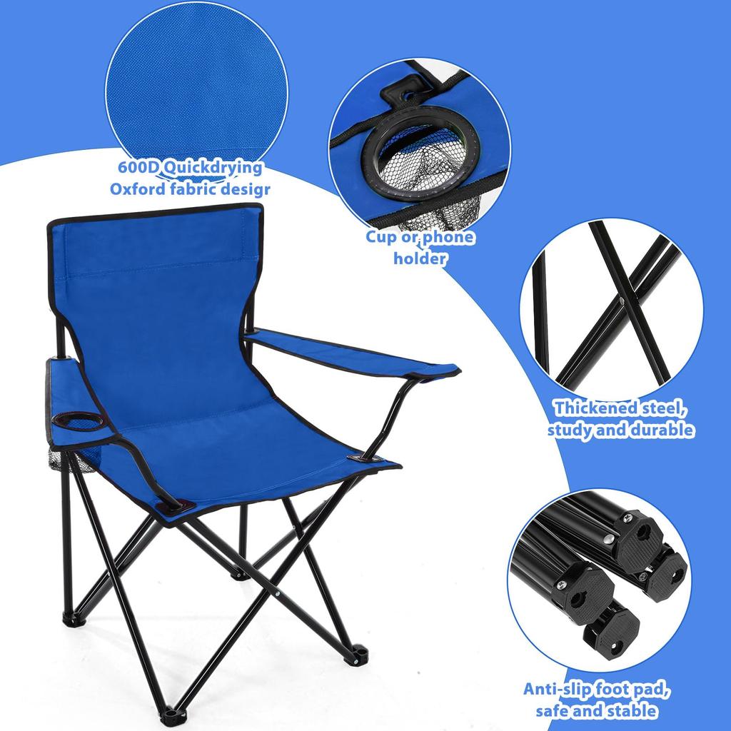 Portable Folding Outdoor Chair Beach Camping Armrest Chair Backrest Fishing Seat Leisure Foldable Chair