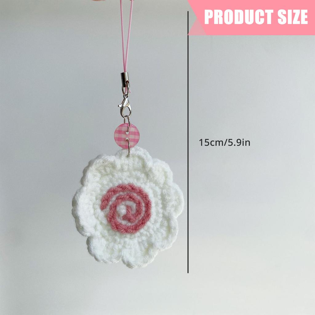 2pcs Handmade Fish Roll Keychain Japanese Style Crochet Yarn Phone Charm Bag Accessory Detailed Handmade Gift for Women