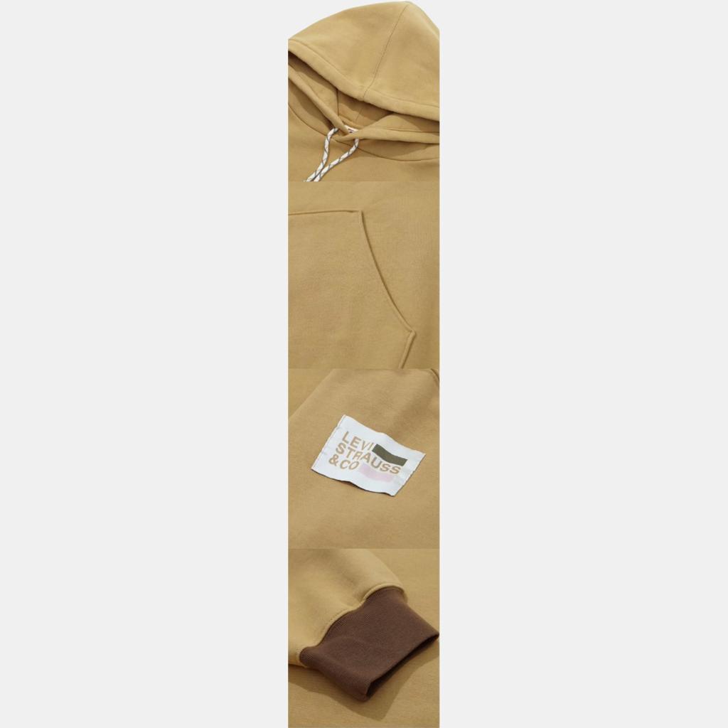 Levis FW23 Solid Color Hooded Casual Long Sleeve Sweatshirt Women Sweatshirt Khaki A3574-0001