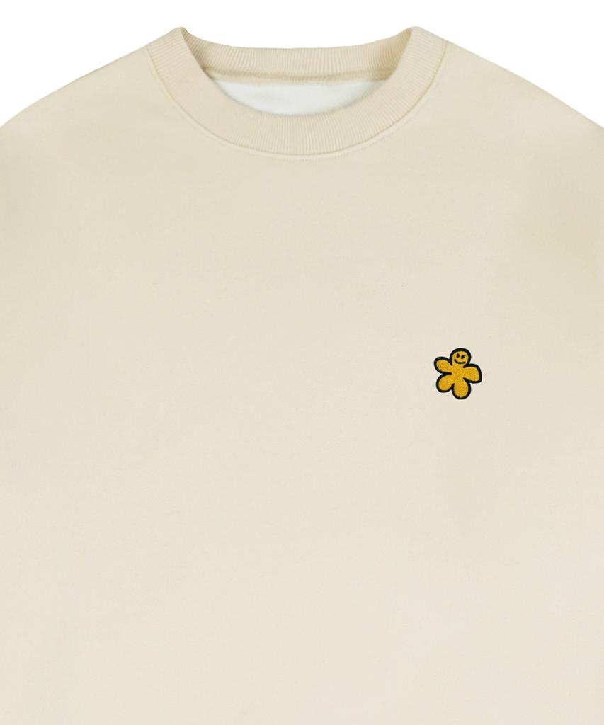GRAVER [Unisex] Yellow Odd Flower Embroidered Sweatshirt_Cream