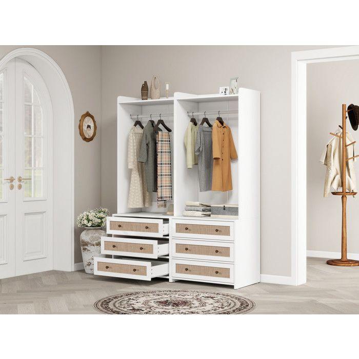 Wardrobe - MUVOE - 1 Door - 3 Drawers - Bohemian Style - Height 180 Cm