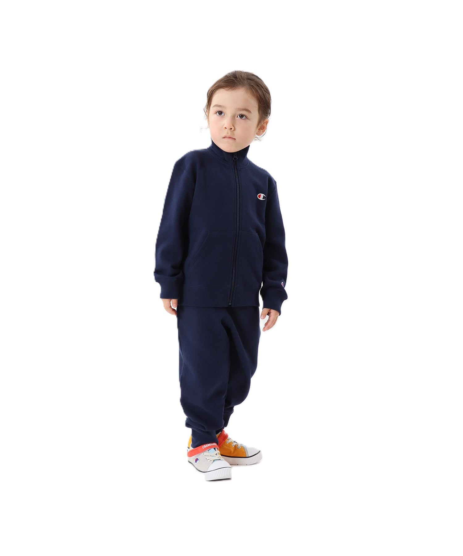 

Sweatshirt Kids Long Sleeve Cotton COTTON USA One Point Logo Zip Stand Sweatshirt Basic Navy 150 [Champion] 100% CK-Y003 тёмно-синий