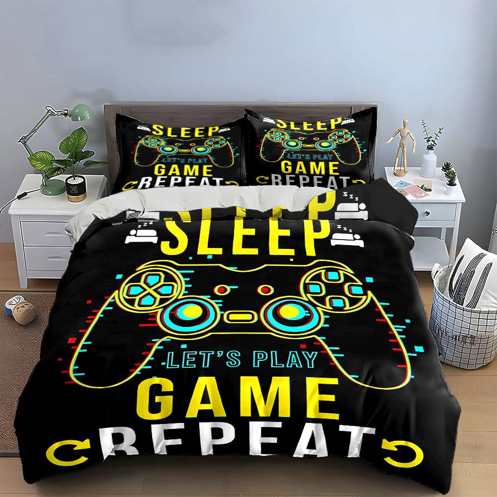 Game controller and text. Bedding sets Duvet cover sets Duvet covers Pillowcases(1*Duvet Cover 2*Pillowcases without duvet insert)