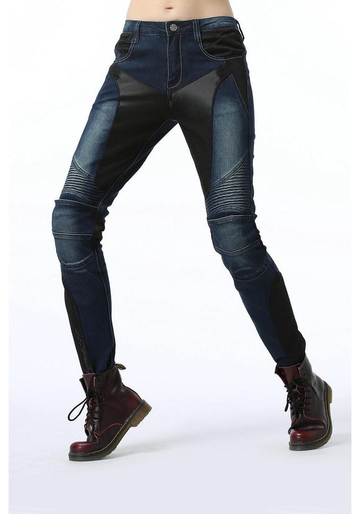 Women's Slim Fit Summer Motorcycle Riding Jeans with Breathable Mesh Ventilation