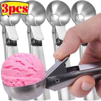 3/1pc Stainless Steel Ice Cream Scoops Dual-Purpose Scoop Fruit Watermelon Spoon Balls Digger Scoop Household Ice Cream Tools