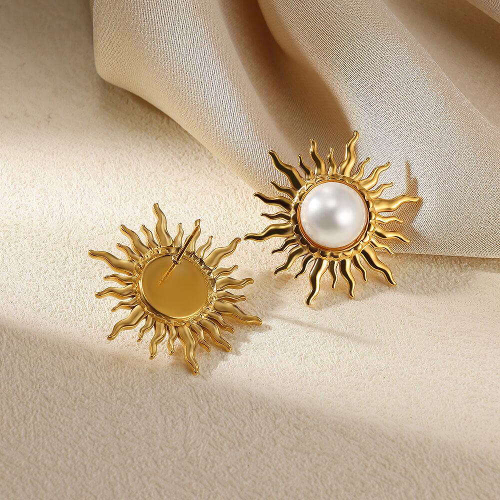 Vintage Stainless Steel Sun Earrings For Women Bohemian Sun Shine Earrings Irregular Fan Shaped Earrings Jewelry Party Gifts