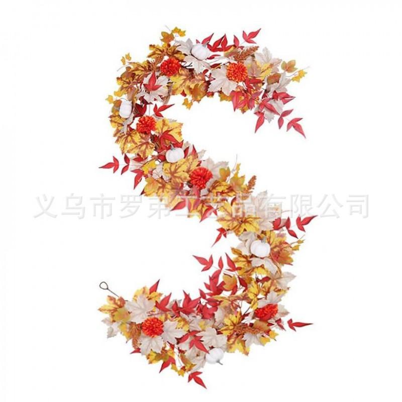 Harvest Wreath With Pumpkins Berries Vine Circle Halloween Thanksgiving Door Decor