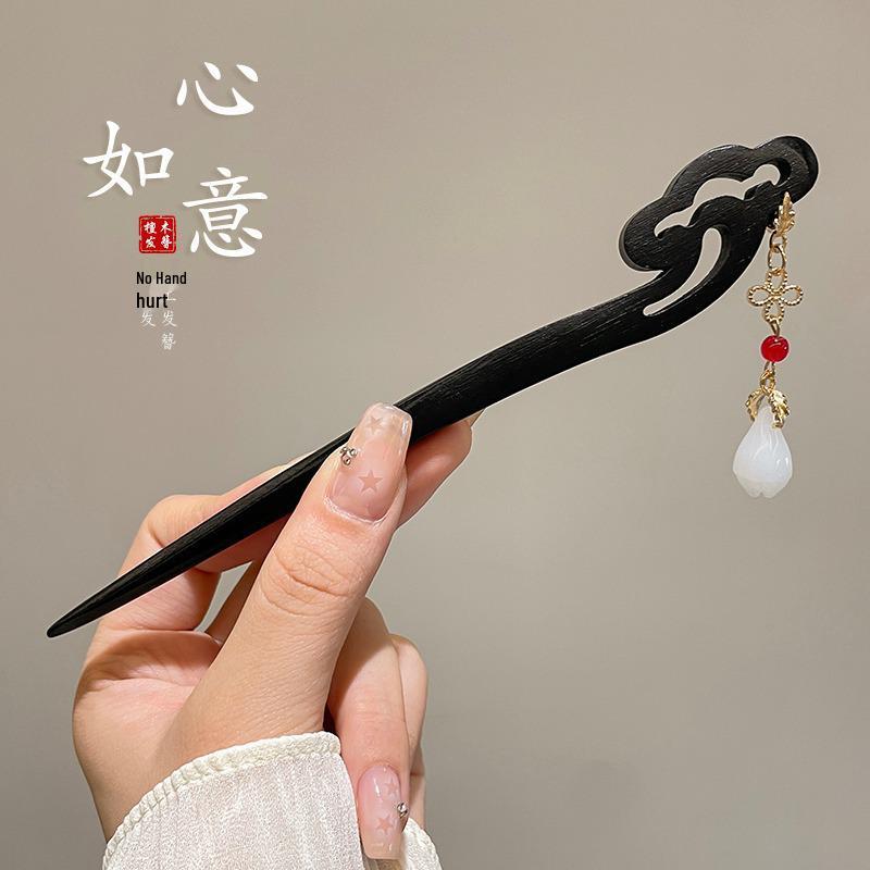 Traditional Sandalwood Hairpin for Chinese Cheongsam & Hanfu Updo