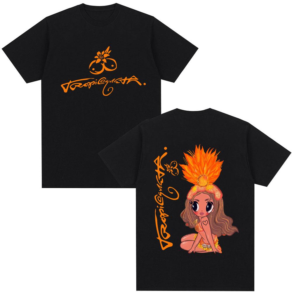 Karol G Tropicoqueta 2025 Album T-shirt Men Women Clothing Fashion High Street T-shirts Cute Kawaii Casual Cotton Tee Shirts S