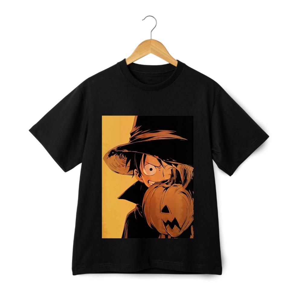 'One Piece''Halloween -Themed Printed Short - Sleeve Tee, Trendy Anime Casual Top