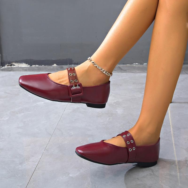 Fashion Women Flat Shoes Round Toe Luxury Shallow Sneakers Fashion Buckle Strap Loafers Women Ballet Comfortable Mary Jane Shoes Women