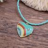 New wear colorful dripping love beaded necklace, small fresh women's simple heart-shaped small pendant