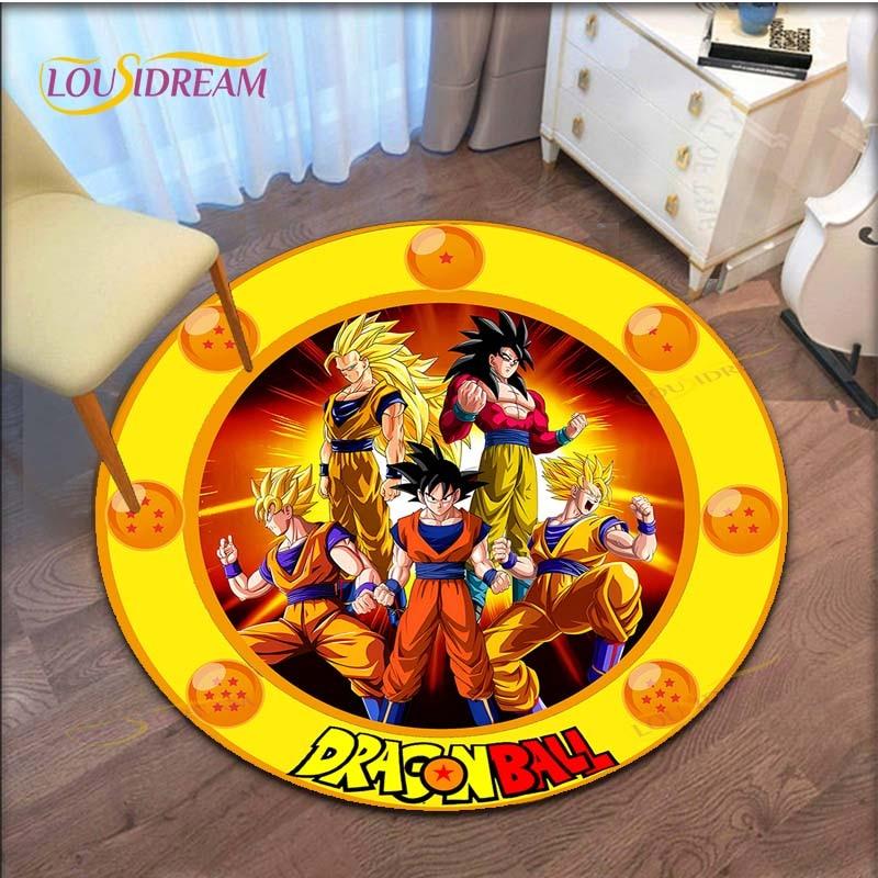 GOKU Carpet Cartoon Dragon Ball Non-slip Floormat Area Rug Round Play Mat for Playroom Kidsroom  Rugs for Bedroom