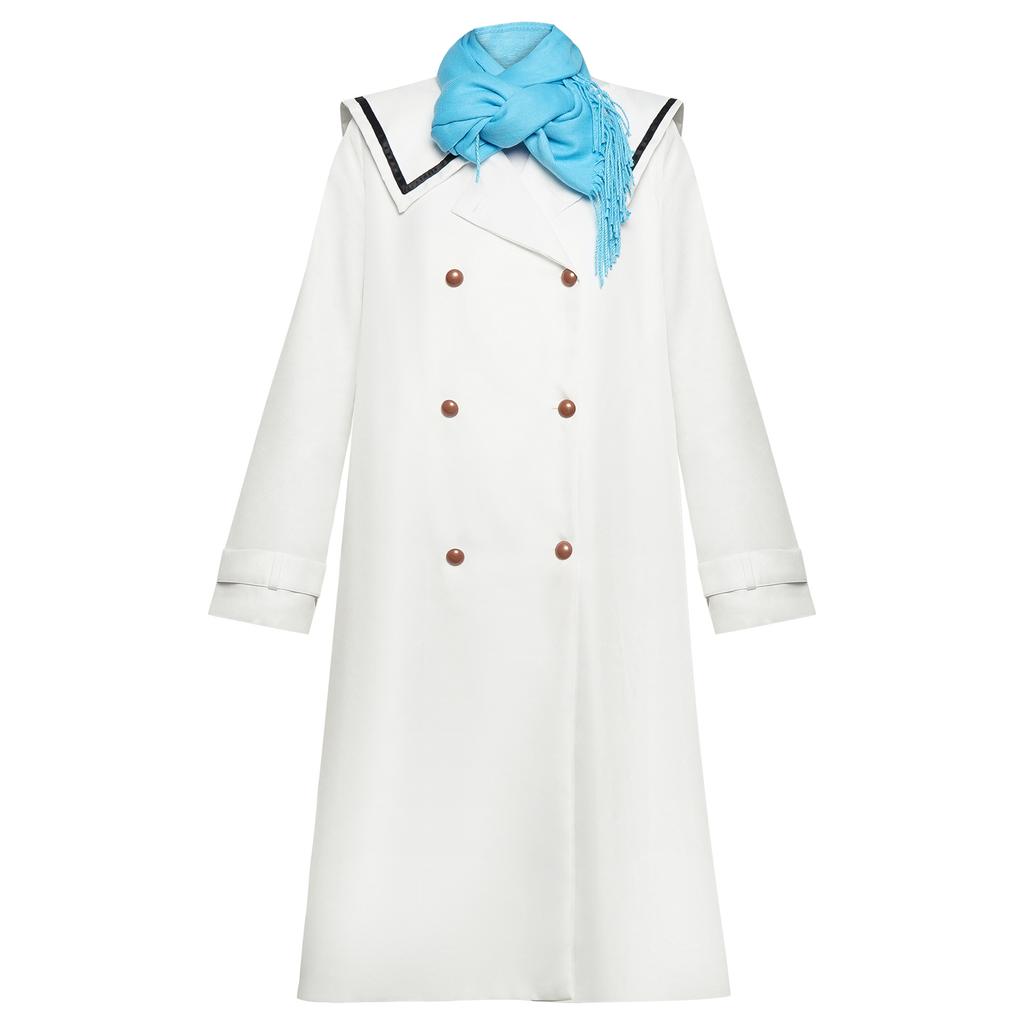 Anime Frieren Beyond Journey's End Cosplay Γυναικείο Σετ Κοστουμιού με κασκόλ, παλτό, λευκή περούκα, ρούχα για πάρτι αποκριάτικο, στολές