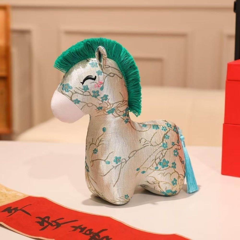 Tassel Tail Horse Plush Doll PP Cotton Filling Pony Decor Cute New Year Mascot Decor  Office Decor