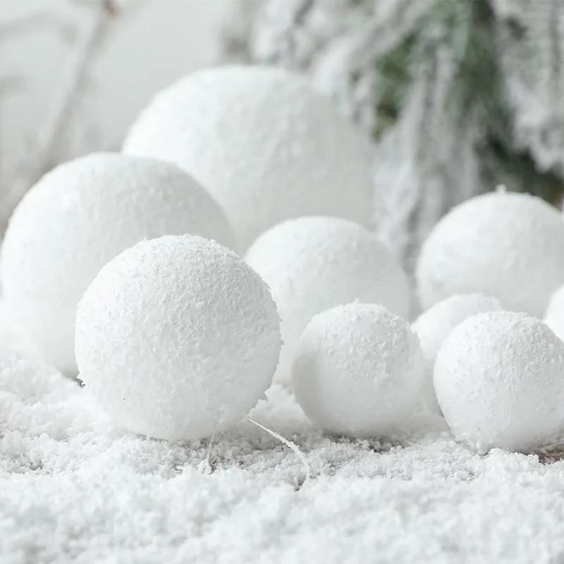White Foam Christmas Balls Ornaments Xmas Tree Hanging Snowballs Pendant Holiday New Year Wedding Party Home Decoration Supplies