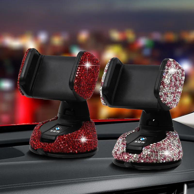 Rhinestone Decor Car Sturdy Phone Stand Durable Stylish For BMW E90 E60 E61 E93 E87 E36 E46 E39 E53 F30 Styling Auto Accessories