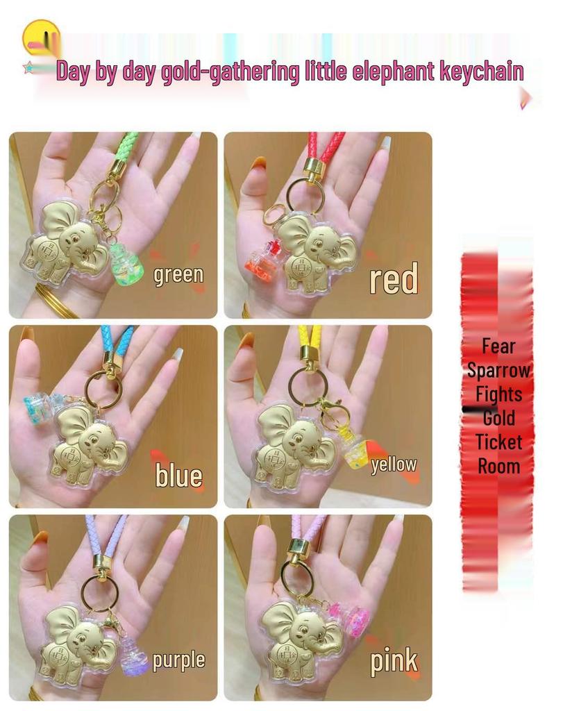 999 Pure Gold Lucky Elephant Charm: Versatile Keyring, Handbag Accessory & Phone Chain for Daily Fortune