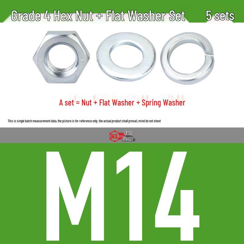 Galvanized Hex Nuts, Flat Washers, Spring Washers in M2-M48, Blue and White Zinc Coated