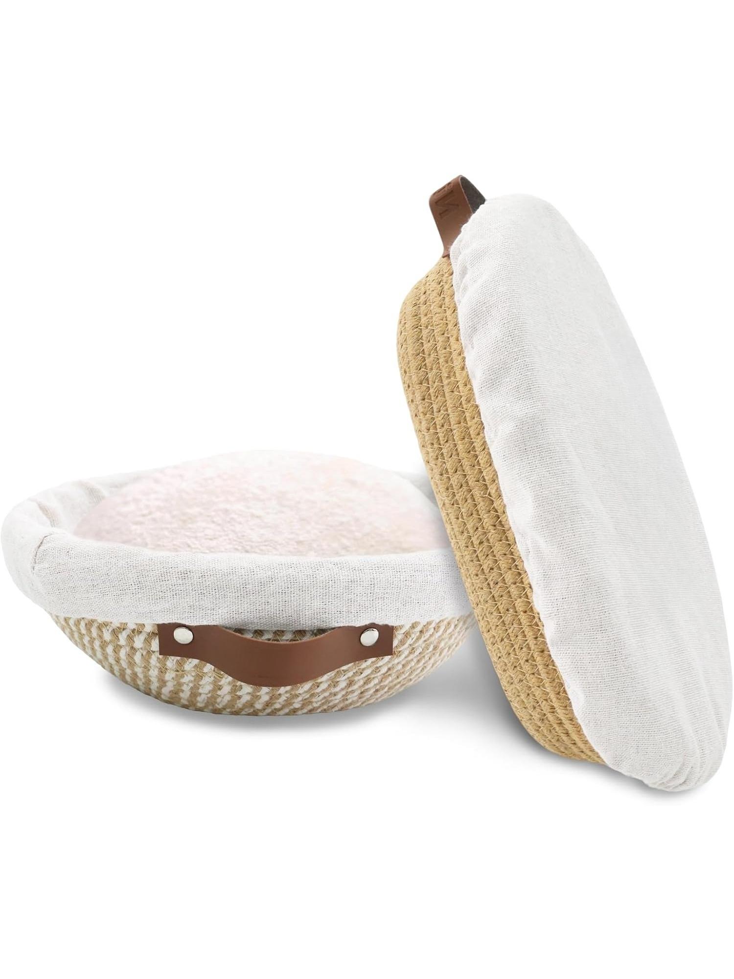 

Набор корзин для расстойки хлеба из 2 штук, 9 10 11 дюймов, хлопковая веревка, миски для расстойки хлеба на закваске с вкладышами и крышками