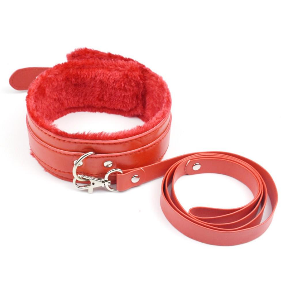 Pierwszy pijany zestaw SM do bondage: Kajdanki Erotyczne, Kajdanki na Kostki, Obroża na Szyję, Maska na Oczy, Skórzany Bicz