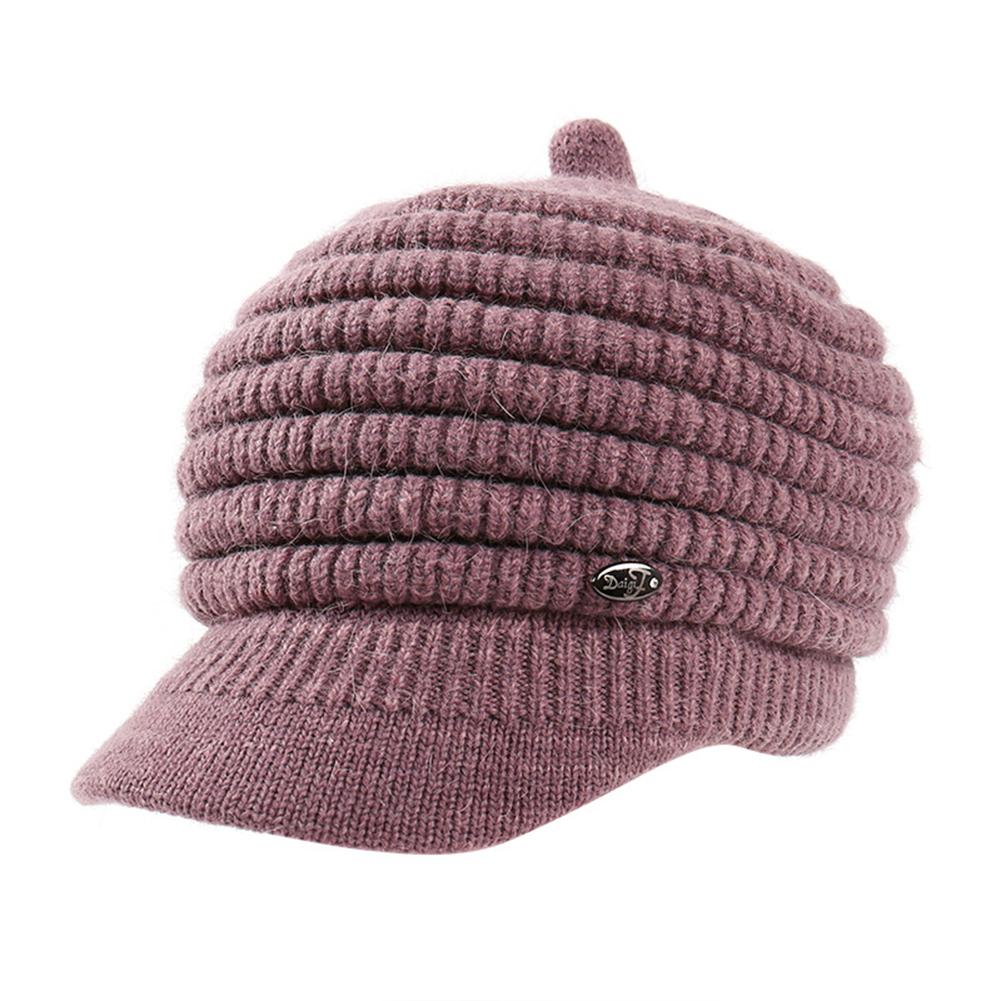Women Winter Fleeced Warm Cap Beanies Knitted Peaked Hat