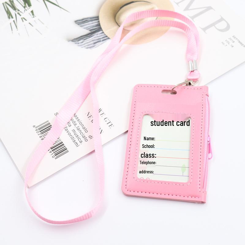 Leder Lanyard Kartenhalter für Studenten - Reißverschlussdesign, passend für Zugangs-, Bus- und Ausweiskarten