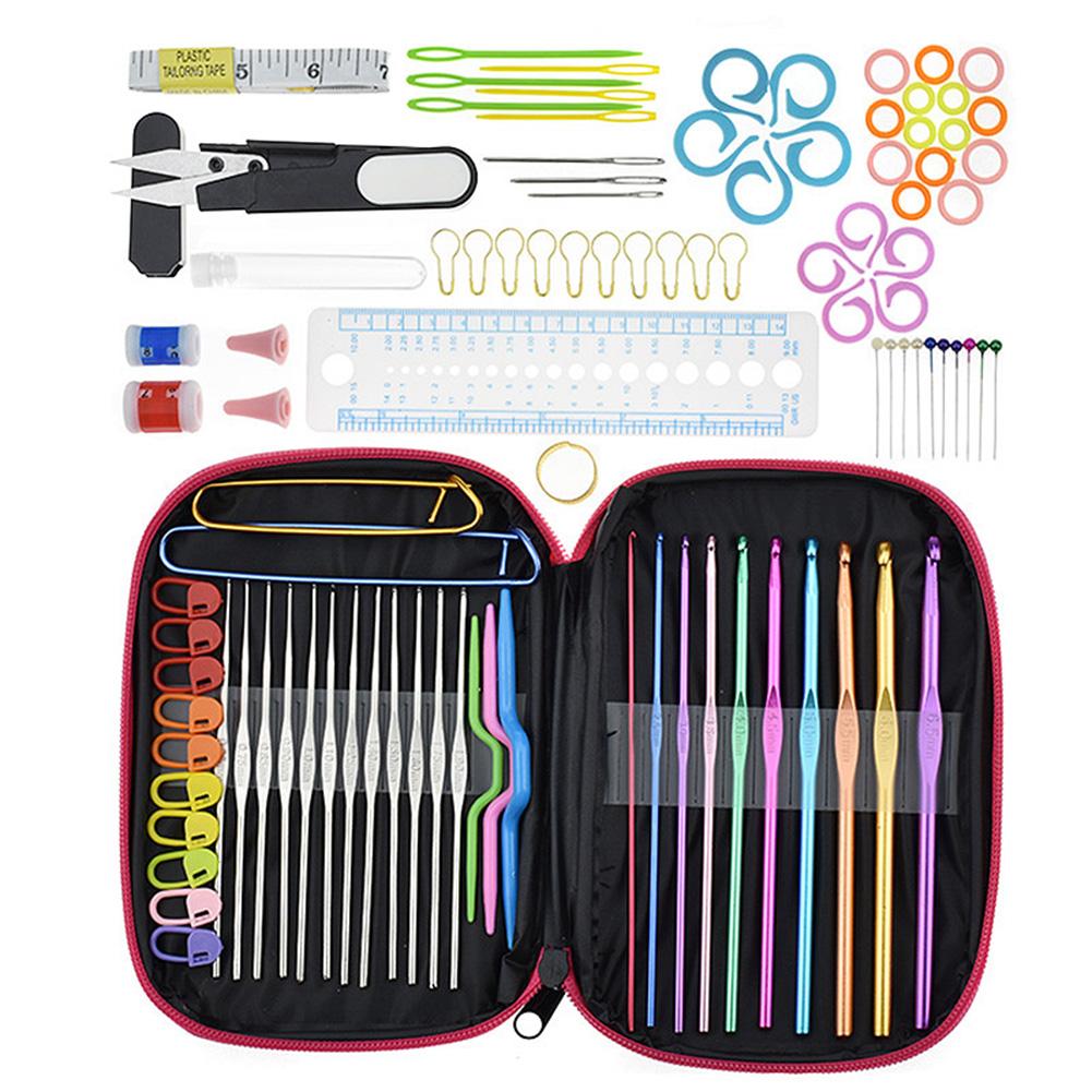 Crochet Hook Kit Ergonomic Soft Handle Aluminum Hooks Set Crochet Hook for DIY Crafts Knitting Needles Crocheting Supplies