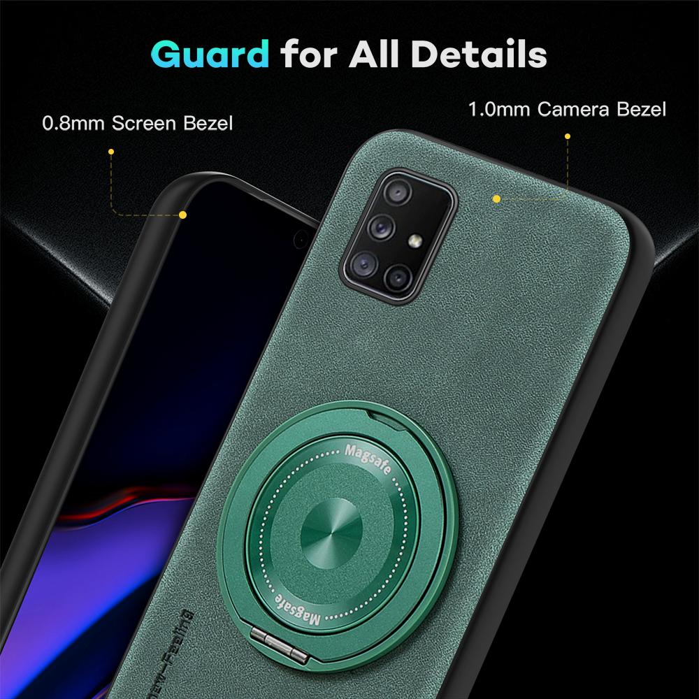 For Samsung Galaxy A71 Sheepskin Swivel Bracket Magnetic Soft Edge Anti Drop Anti Fingerprint Phone Case