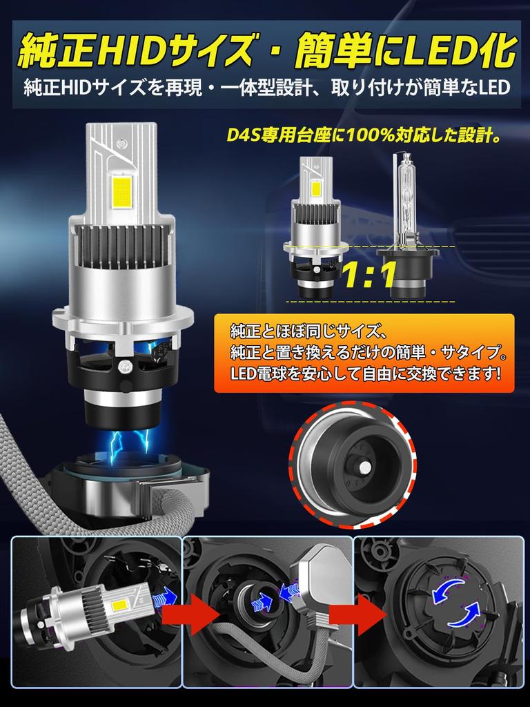 Briteye D4S LED Vehicle Inspection Super Bright 6500K No Dark Compatible with Factory HID d4sled Bulbs with No Dual Copper Base Innovative Easy