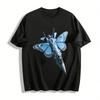 Cyber Butterfly Fighter Jet Print Trendy Cool Casual Short Sleeve Top Pure Cotton T-shirt